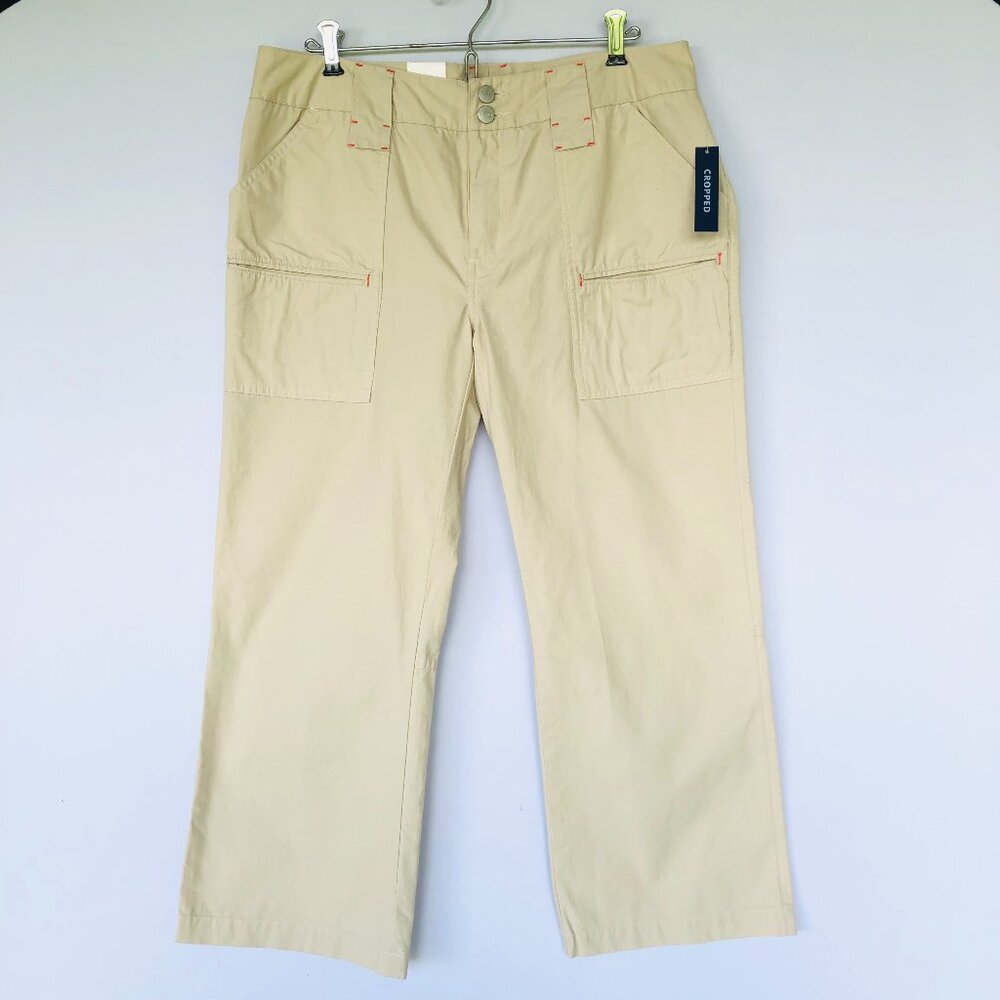 NWT IZOD Key West Cropped Pants NStone Khaki Size 10 Preppy Collegiate